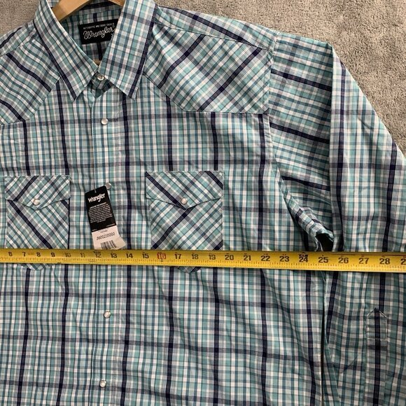 Wrangler Western Shirt Mens XL Plaid Pearl Snap Long Sleeve Silver Edition Rodeo - Picture 3 of 11